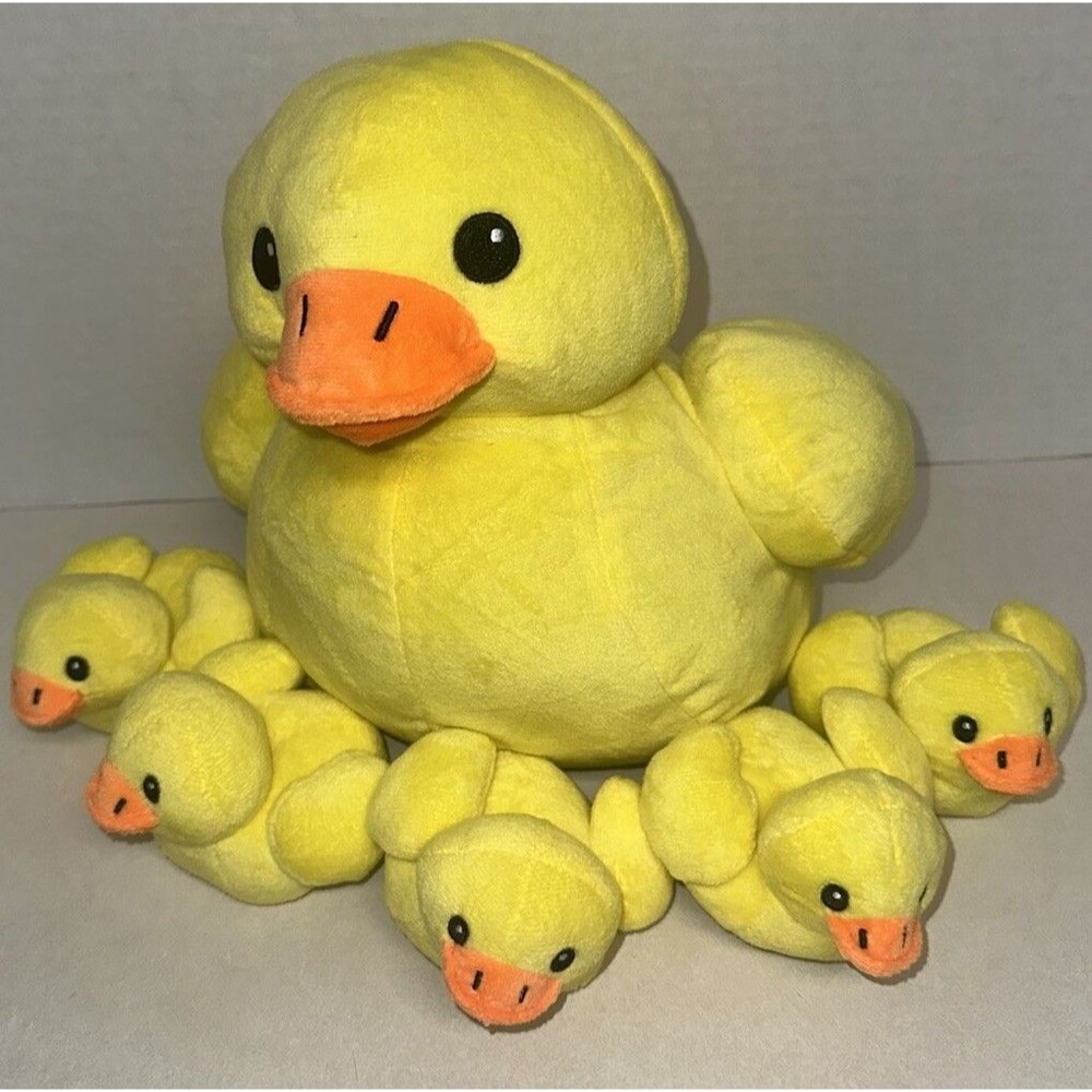 Prextex Plush Duck W/ 5 Baby Ducks Ducklings Zippered Pouch Stuffed Animal